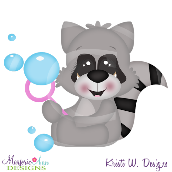 Bubble Blowing Fun Racoon SVG Cutting Files Includes Clipart - Click Image to Close